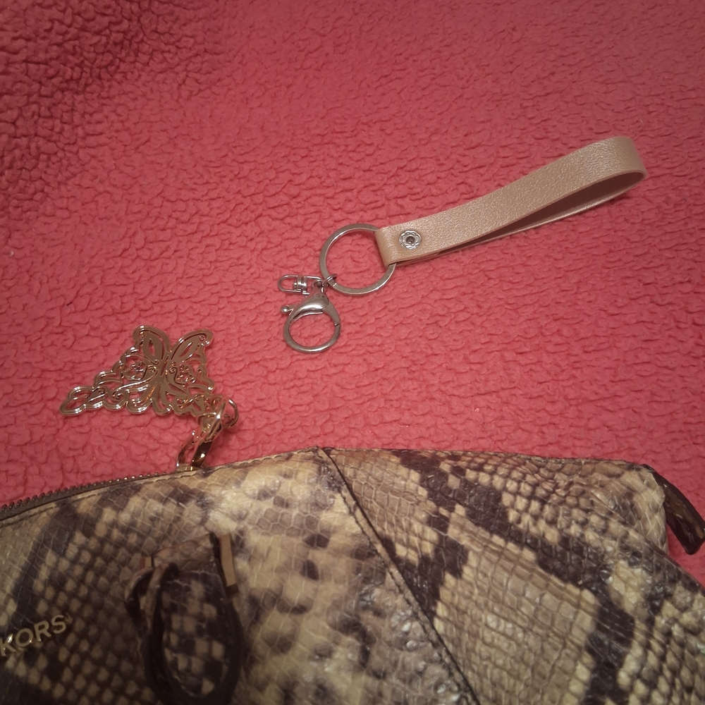 Michael Kors Brown and Tan Snake-Print Satchel with Gold Hardware - Picture 10 of 14